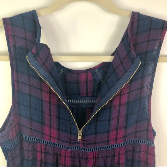 Knox Rose plaid pleated tank top w/ back zipper - Picture 5 of 8